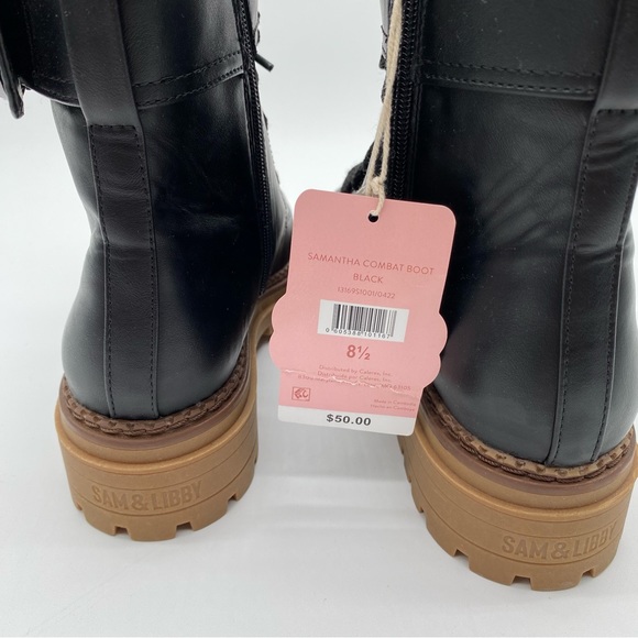 SAM & LIBBY Samantha Combat Boot Color Black with Brown Bottom - Picture 9 of 12